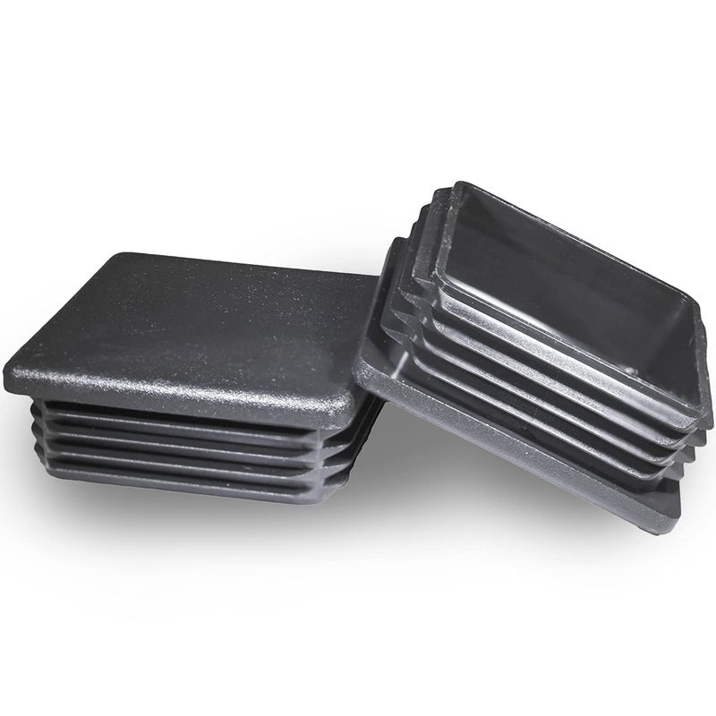 Prescott Plastics 3â€ (76.2mm) Outer Perimeter Ribbed Plastic Hole Plugs, Square Black Metal Tubing End Caps, Strong Furniture Leg Inserts, Impact & Weather Resistant, Made in The USA - 4 Pack - Image 1